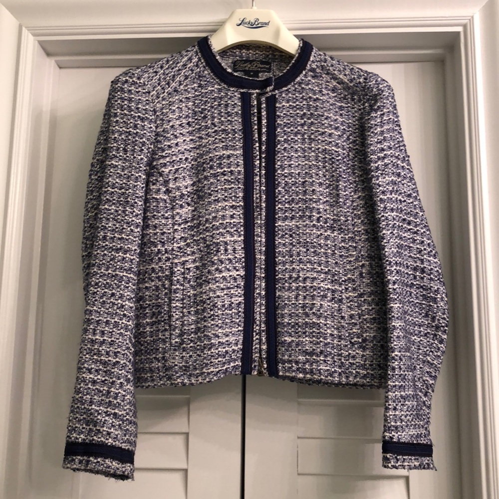 Lucky Brand Tweed Zip Blazer